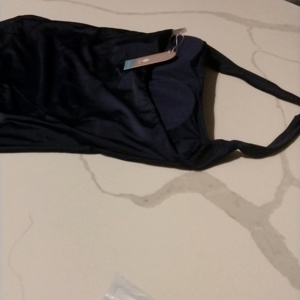Tummy Control Halter One Piece Slimming Vintage Retro Swimsuit Size XL Blue - Picture 7 of 8